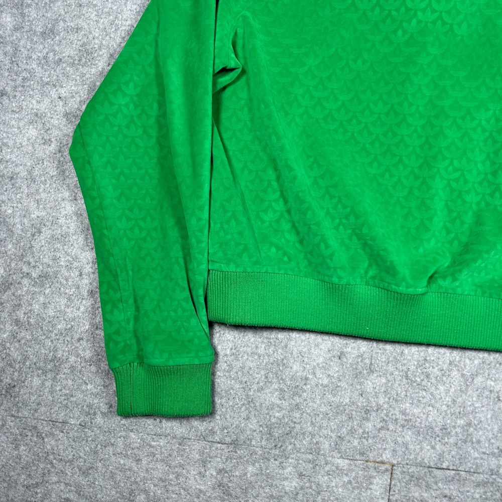 Adidas Hoodie Womens Large Green Monogram Velour Full Zip Trefoil Logo - Picture 13 of 15